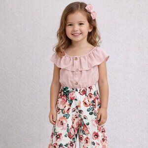 Floral Pink and White Kid’s Jumpsuit